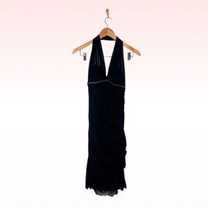 YNES 90s Crystal Halter Black Dress (Sz S)